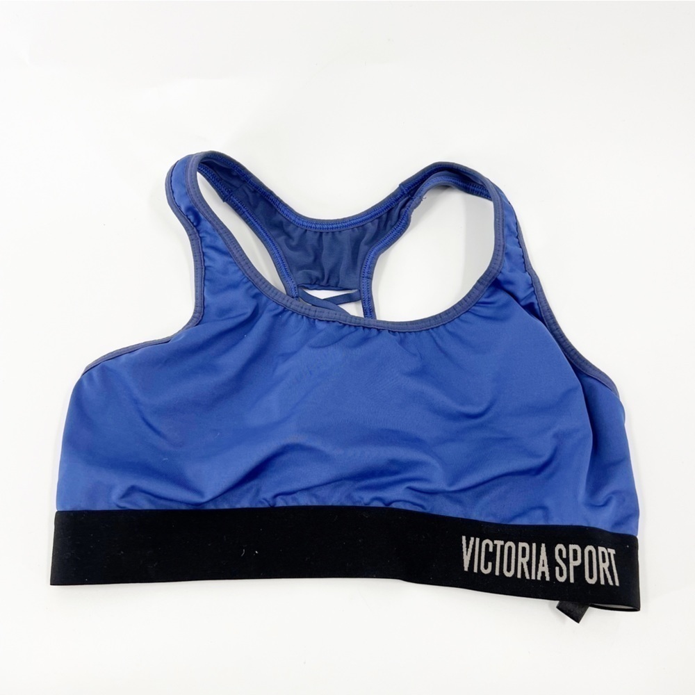 ✅ Victoria's Secret The Player Racerback Sport Bra Size MEDIUM Purple Blue